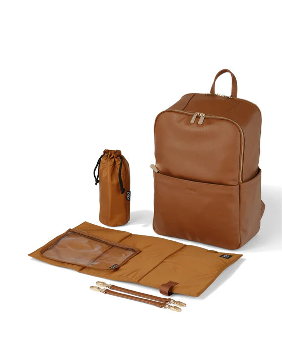 OiOi Multitasker Nappy Backpack Chestnut Brown Vegan Leather