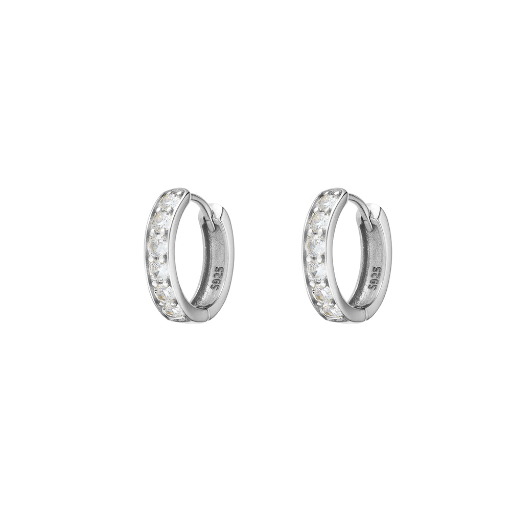 Sterling Silver hoop earrings with inset CZ feature