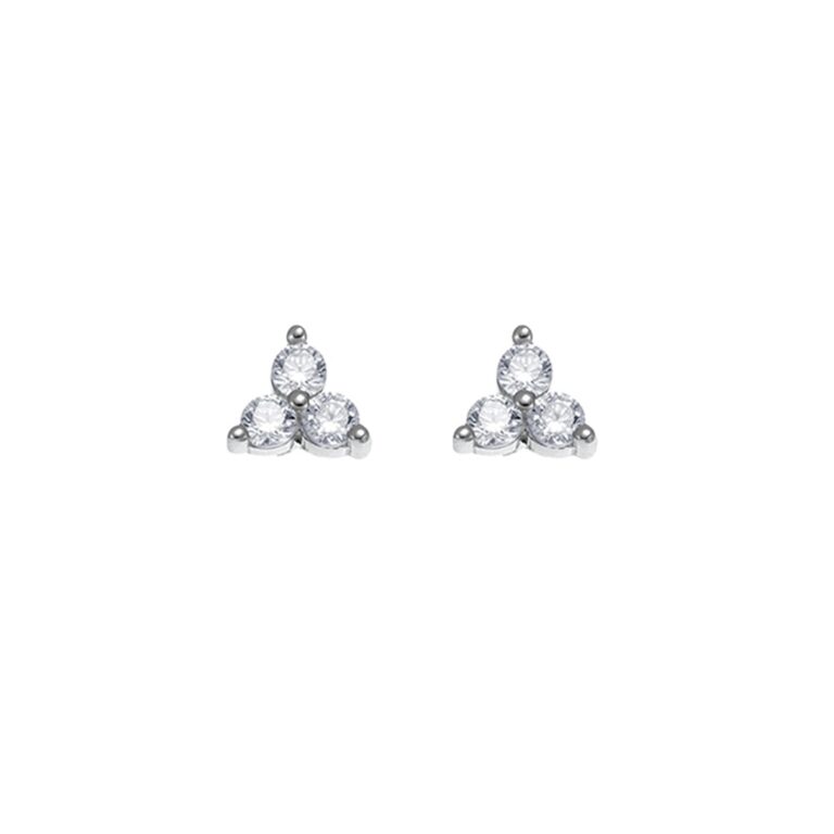 Sterling Silver Triangular CZ Stud Earring