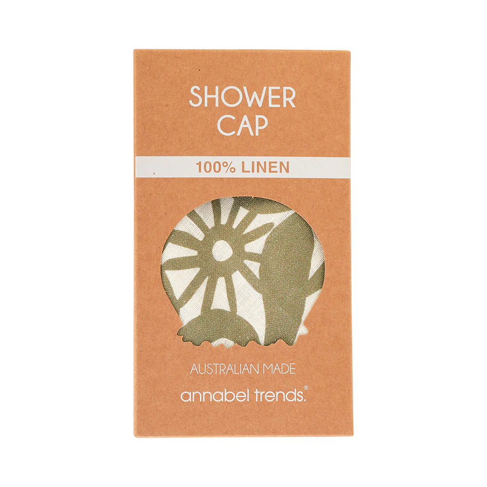 Linen Shower Cap Abstract Gum