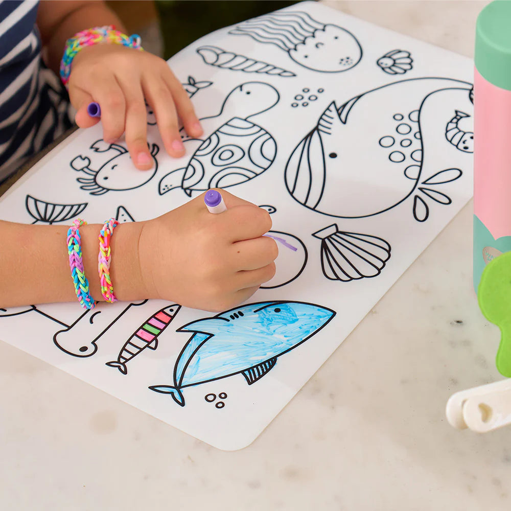 Silicone Colouring Mat Sea Animals