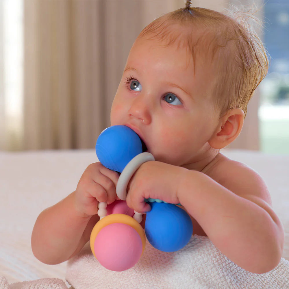 Silicone Dumbbell Rattle Pink