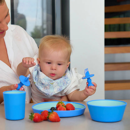 Silicone Two Tone Dinner Set Blue