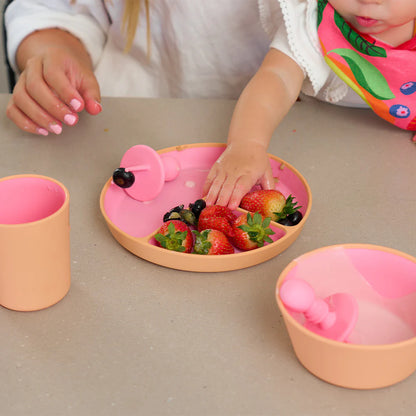 Silicone Two Tone Dinner Set Pink