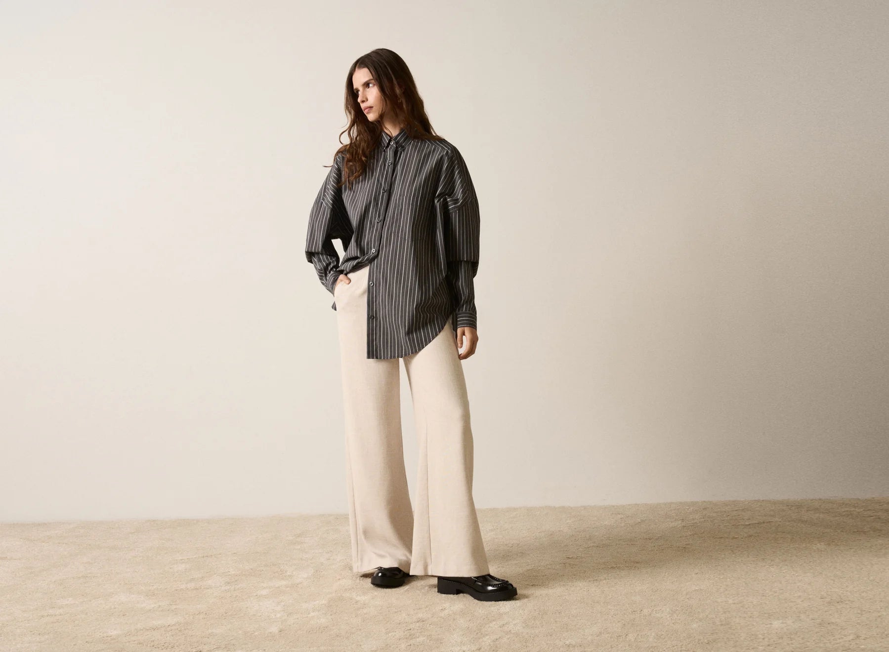 Esmaee Soulmate Shirt Charcoal Stripe