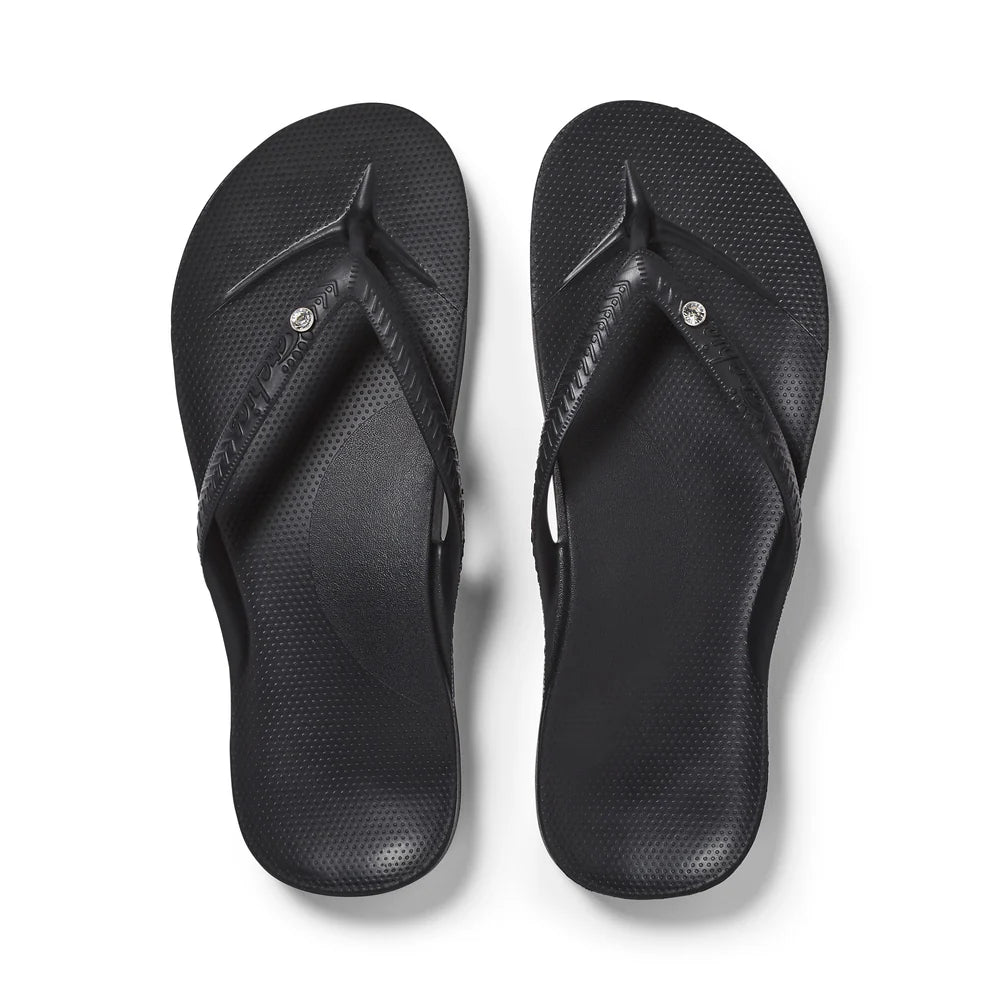 Archies Arch Support Thongs Classic Crystal Black