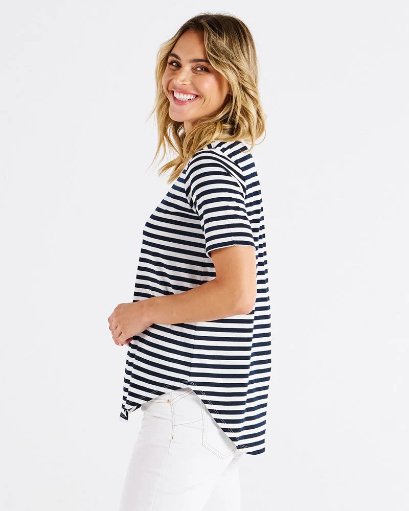 Betty Basics Ariana Tee Navy Stripe/Pink