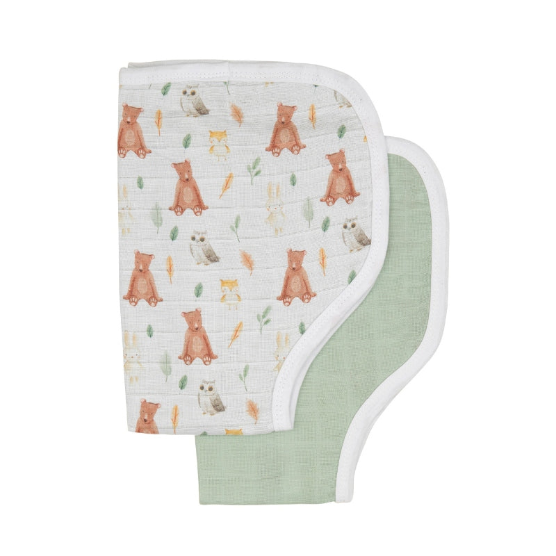 All4Ella Burp Cloth 2Pk Forest Friends