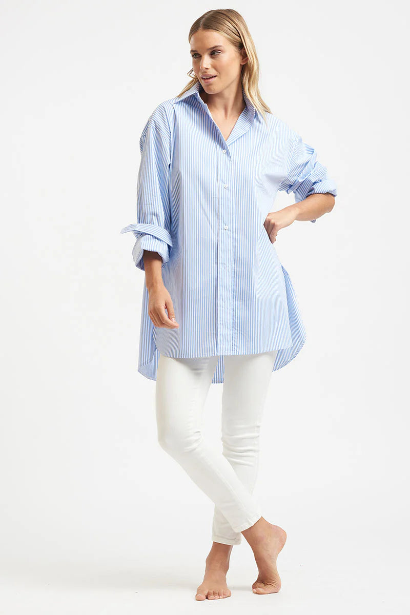 The Boyfriend Oversized Shirt Blue Stripe