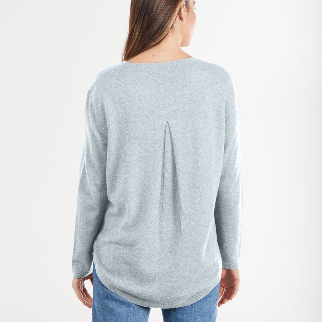 Bridge &amp; Lord Crew Neck Pullover With Pleat Down Centre Back Daylight