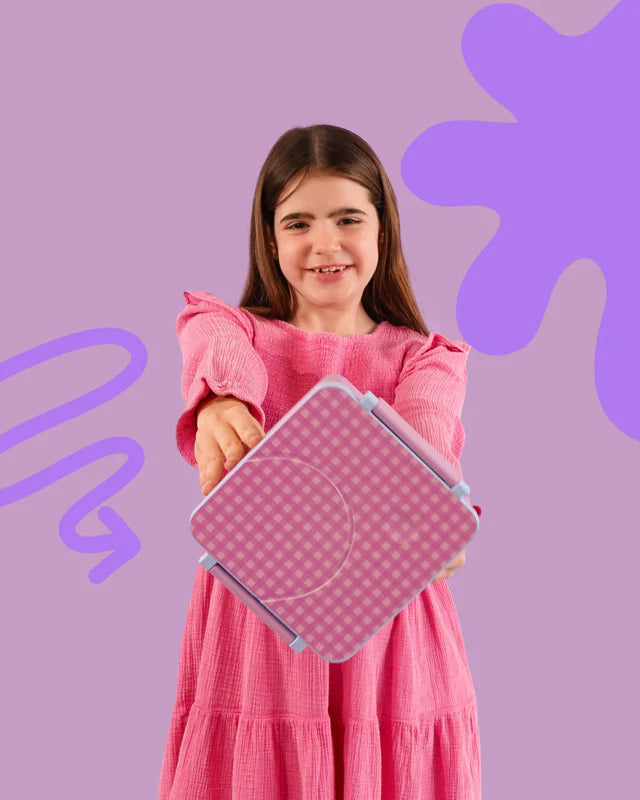 The Somewhere Co Lilac Gingham Mini Bento Lunch Box