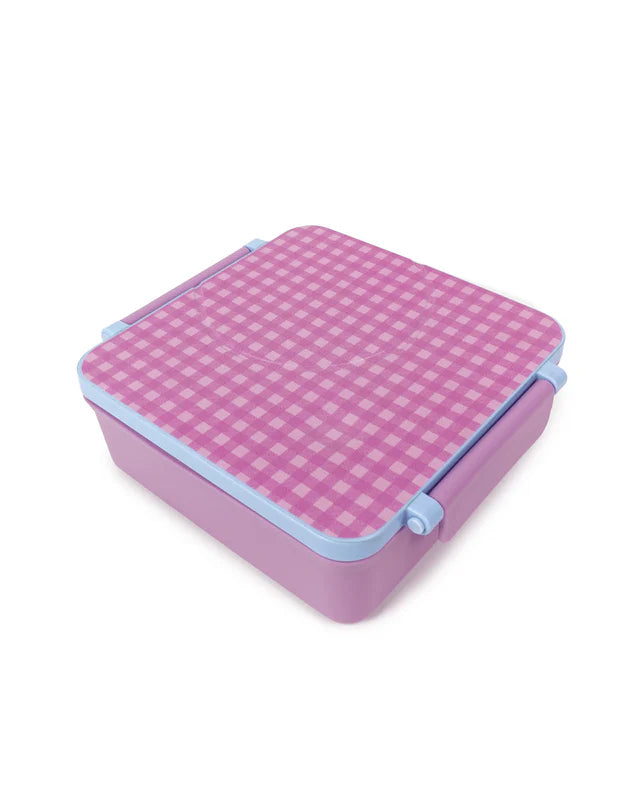 The Somewhere Co Lilac Gingham Mini Bento Lunch Box