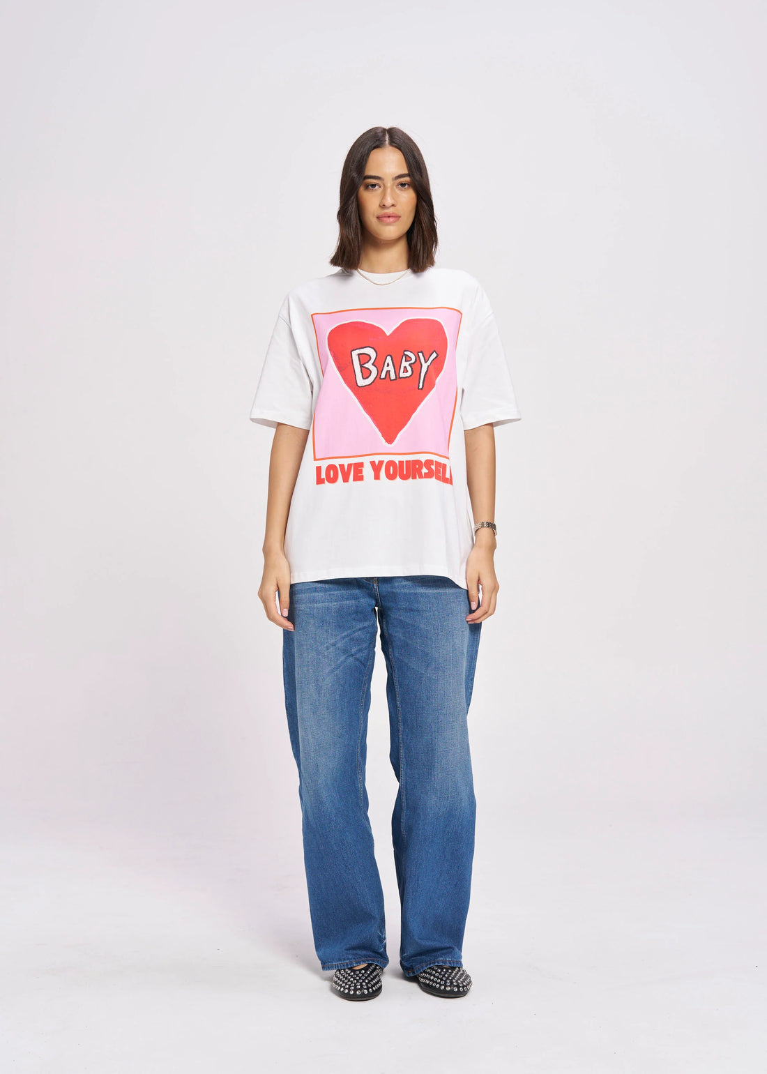 MAKU The Label Baby Love Yourself Oversize Tee Lucent White