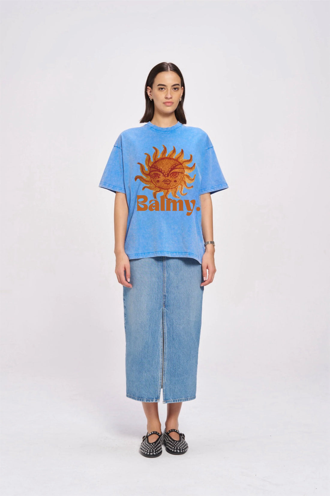 MAKU The Label Balmy Acid Wash Oversize Light Blue