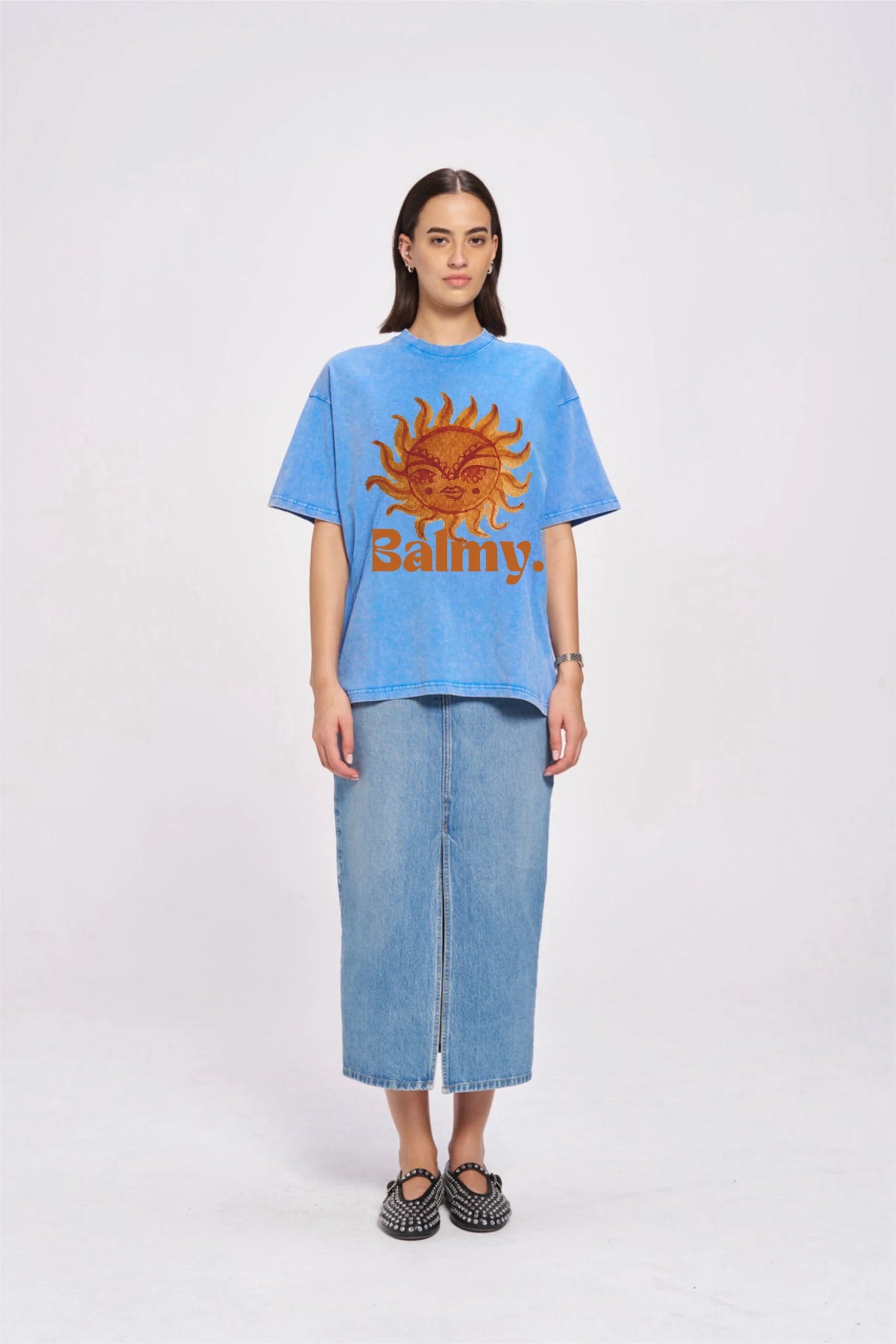 MAKU The Label Balmy Acid Wash Oversize Light Blue