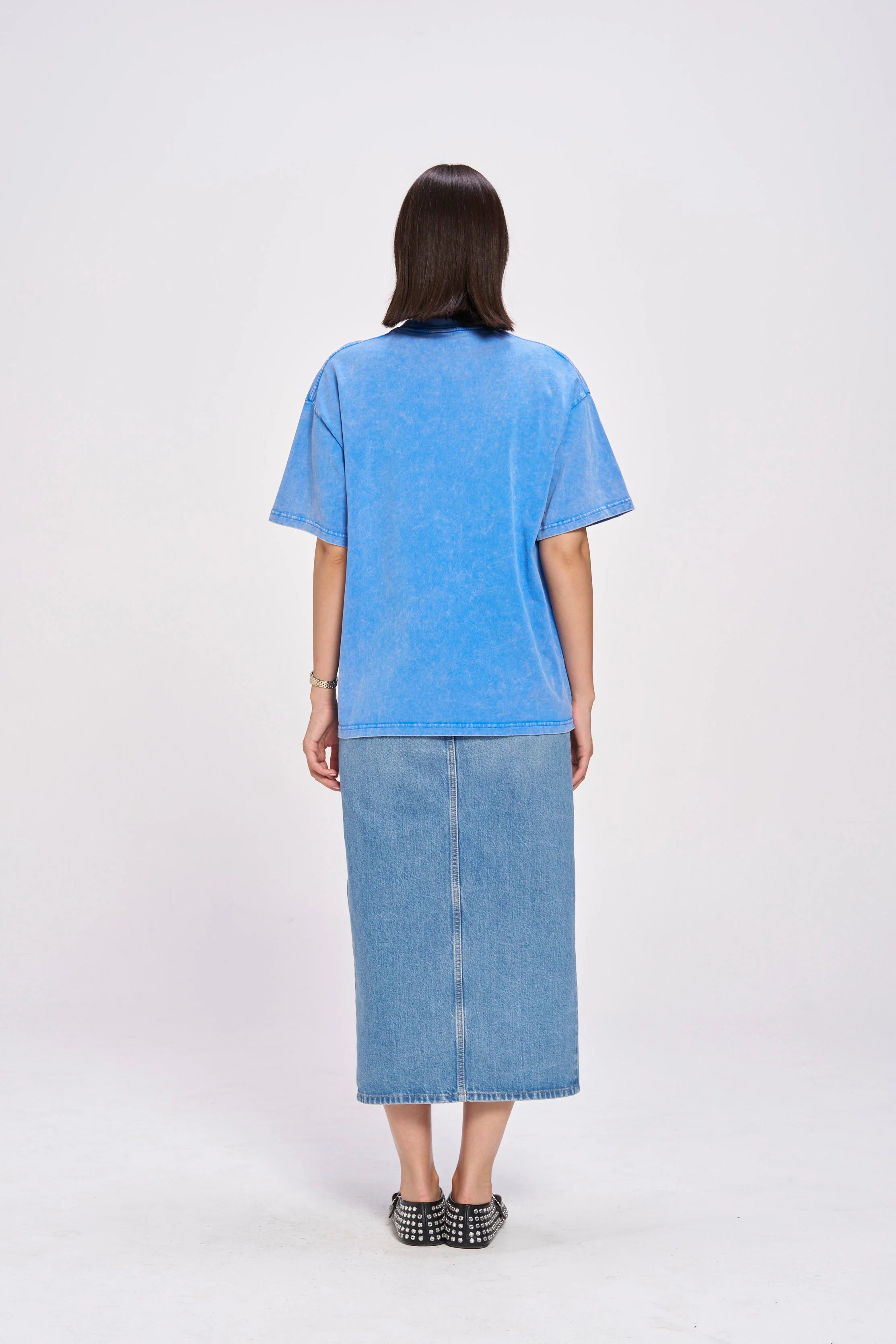MAKU The Label Balmy Acid Wash Oversize Light Blue