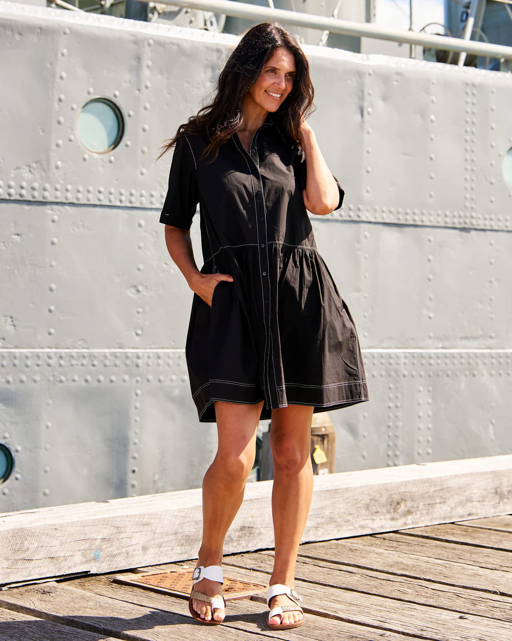 Betty Basics Denver Cotton Dress Black