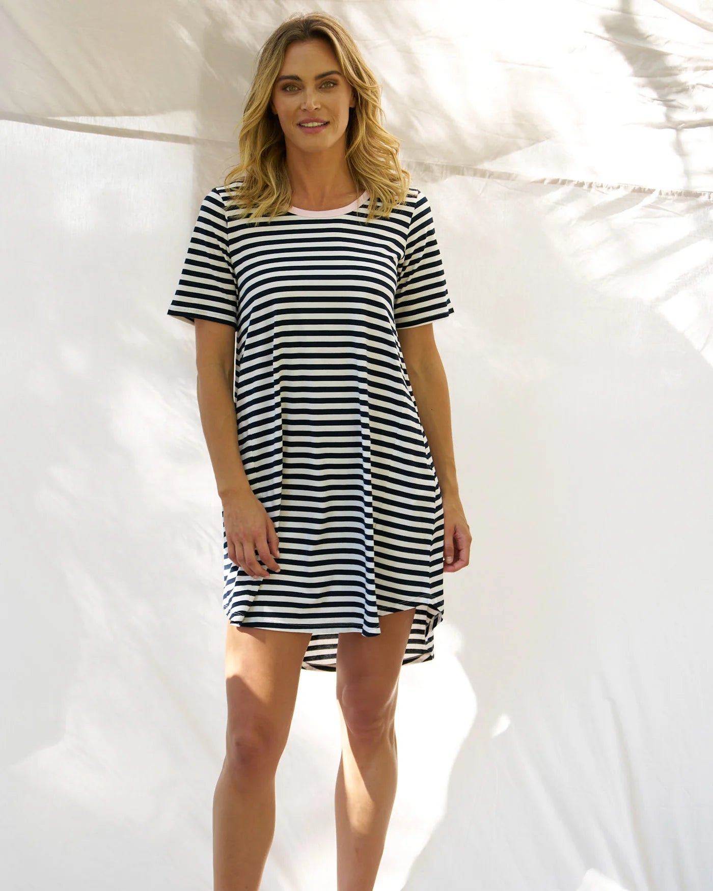 Nyree Dress Navy Stripe/Pink