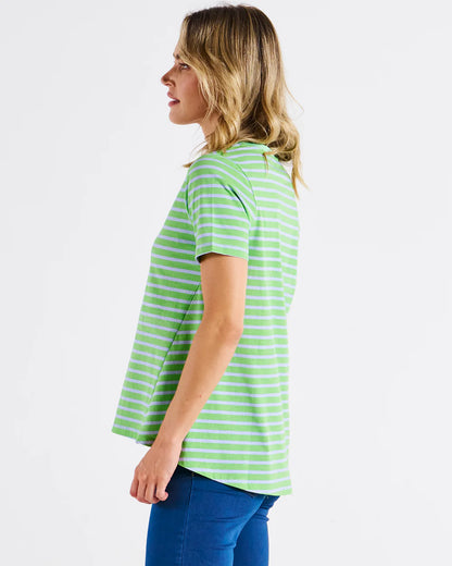 Betty Basics Luella Tee Green Tea/Cornflour Stripe