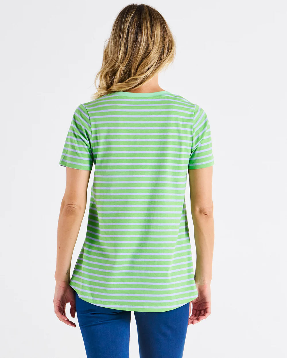 Betty Basics Luella Tee Green Tea/Cornflour Stripe