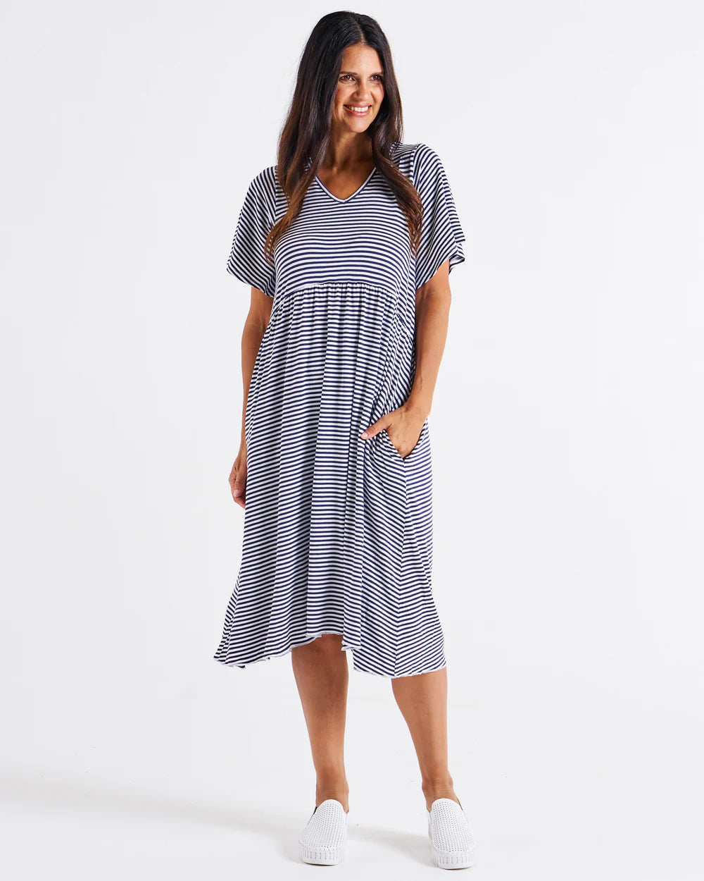 Betty Basics Donna Dress Navy Blue/White Stripe