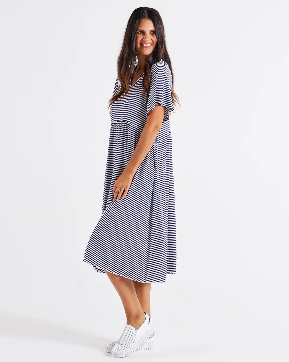 Betty Basics Donna Dress Navy Blue/White Stripe