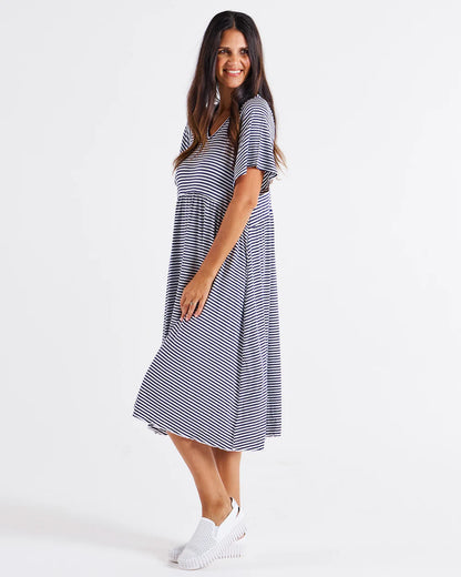 Betty Basics Donna Dress Navy Blue/White Stripe