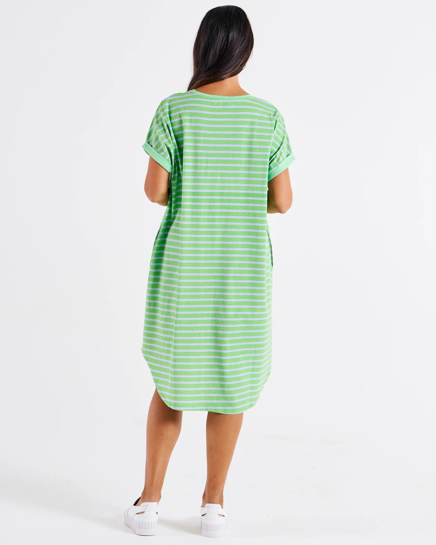 Maxine T-Shirt Dress Green Tea/Cornflour Stripe