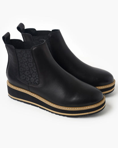 Jade Black Leather Boot