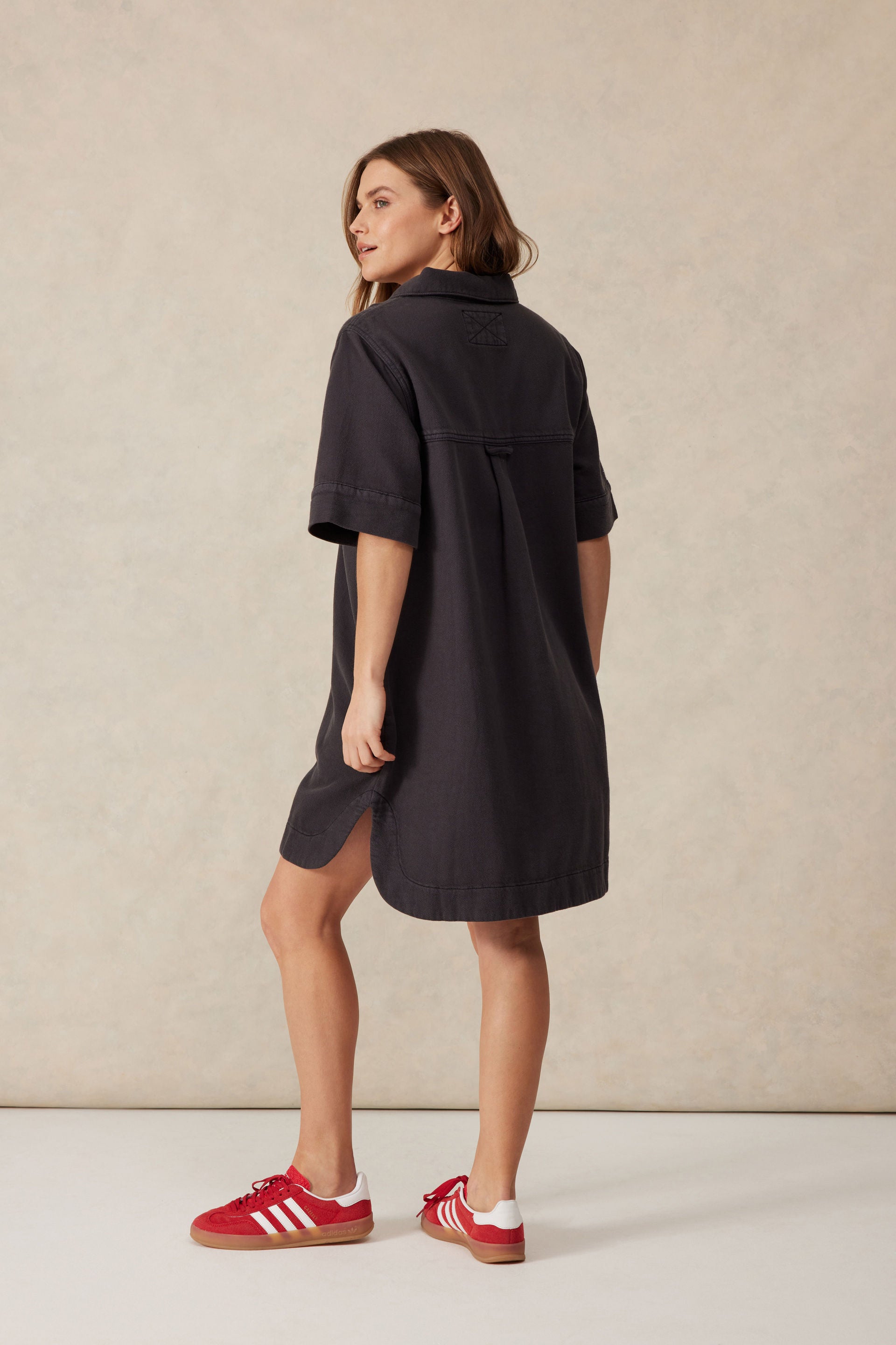 Ceres Relaxed S/S Shirt Dress Washed Black Twill