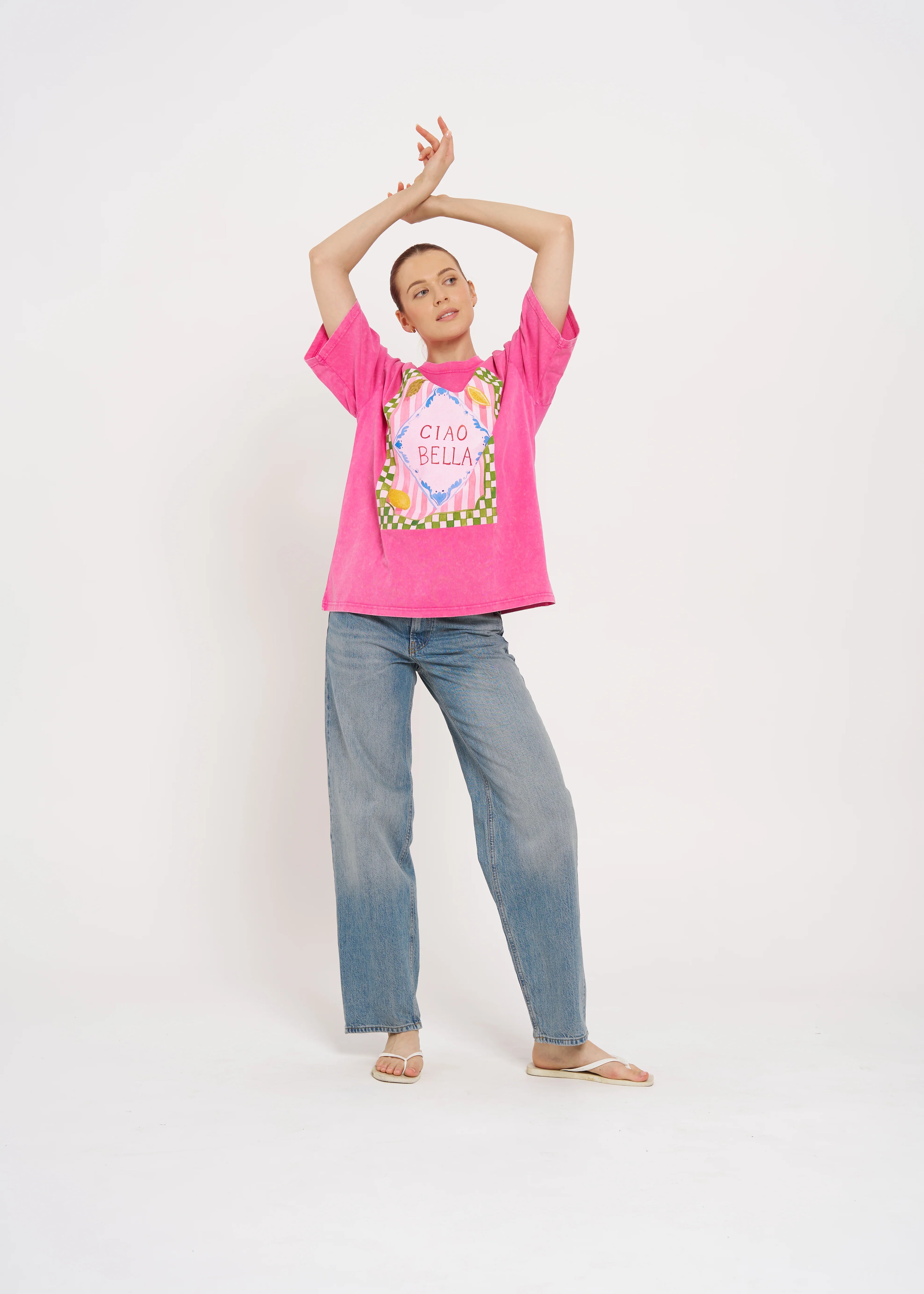 MAKU The Label Ciao Bella Oversize Tee Acid Wash Pink
