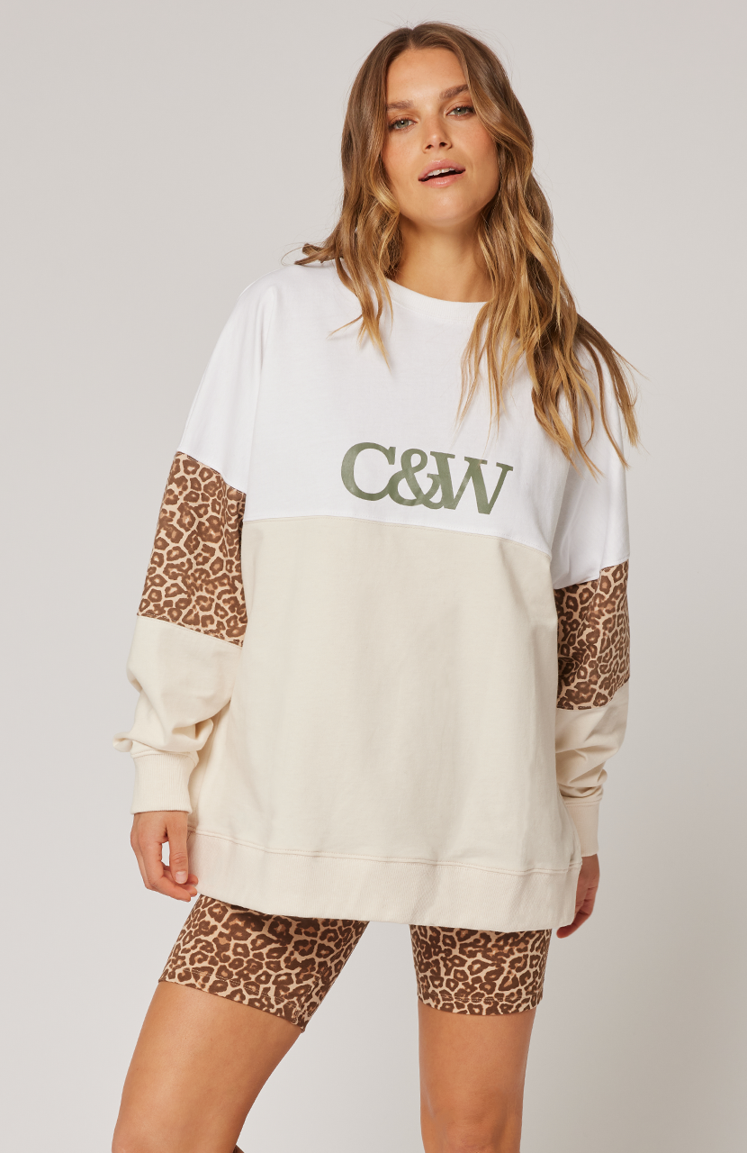 Cartel &amp; Willow Peta Sweater Vanilla/Hazel Leopard