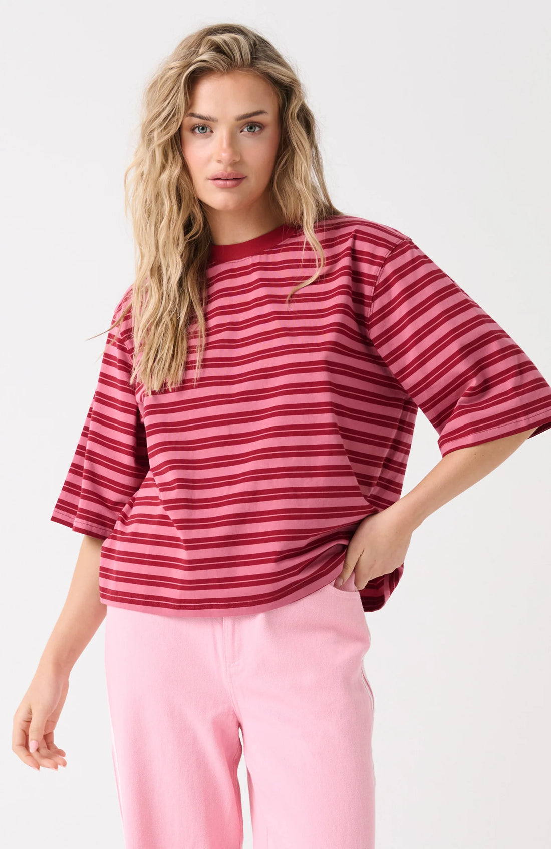 Cartel &amp; Willow Hallie Tee - Boysenberry Stripe