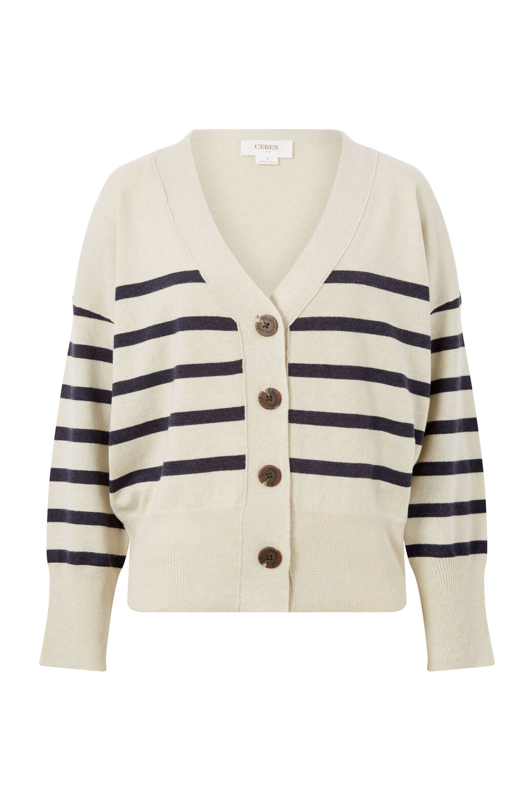 Soft Knit Slouchy Cardigan Oatmeal Marle/Navy