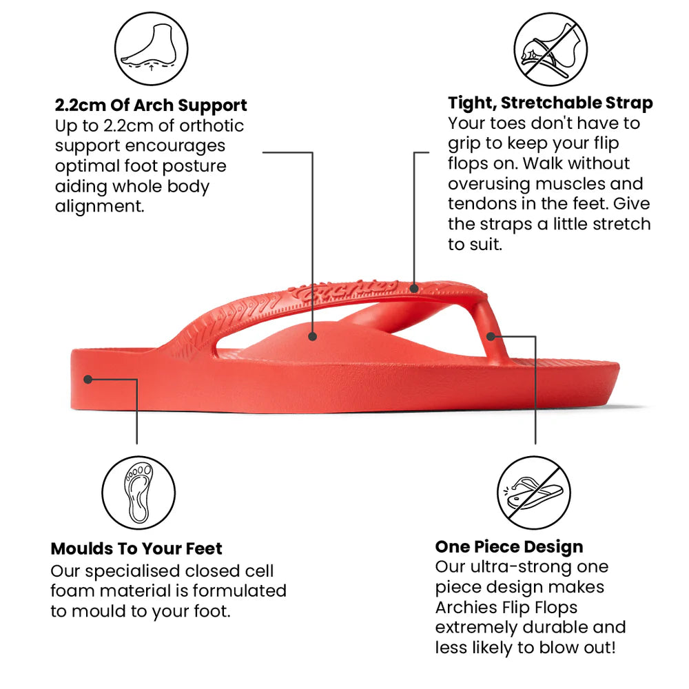 Archies Arch Support Thongs Classic Coral