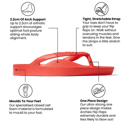 Archies Arch Support Thongs Classic Coral