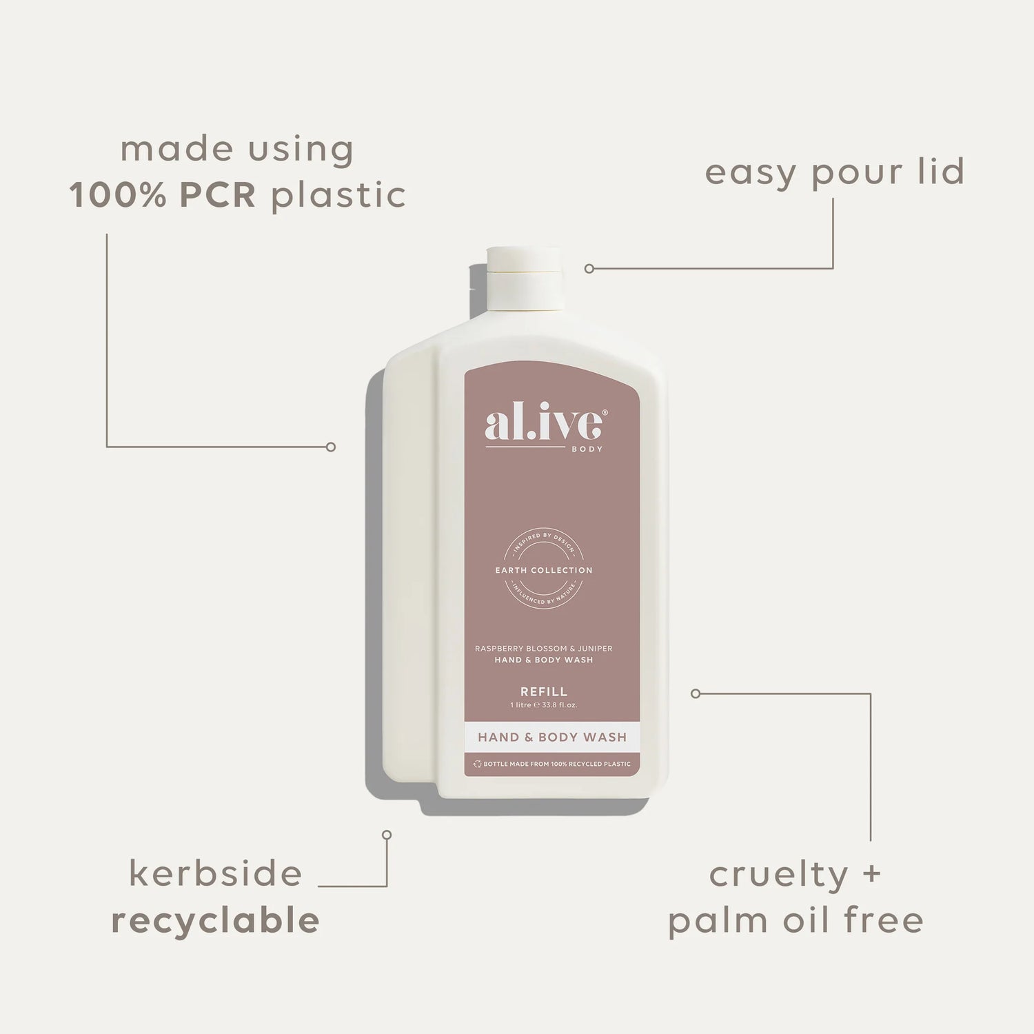AL.IVE Body 1L Hand &amp; Body Wash Raspberry Blossum &amp; Juniper