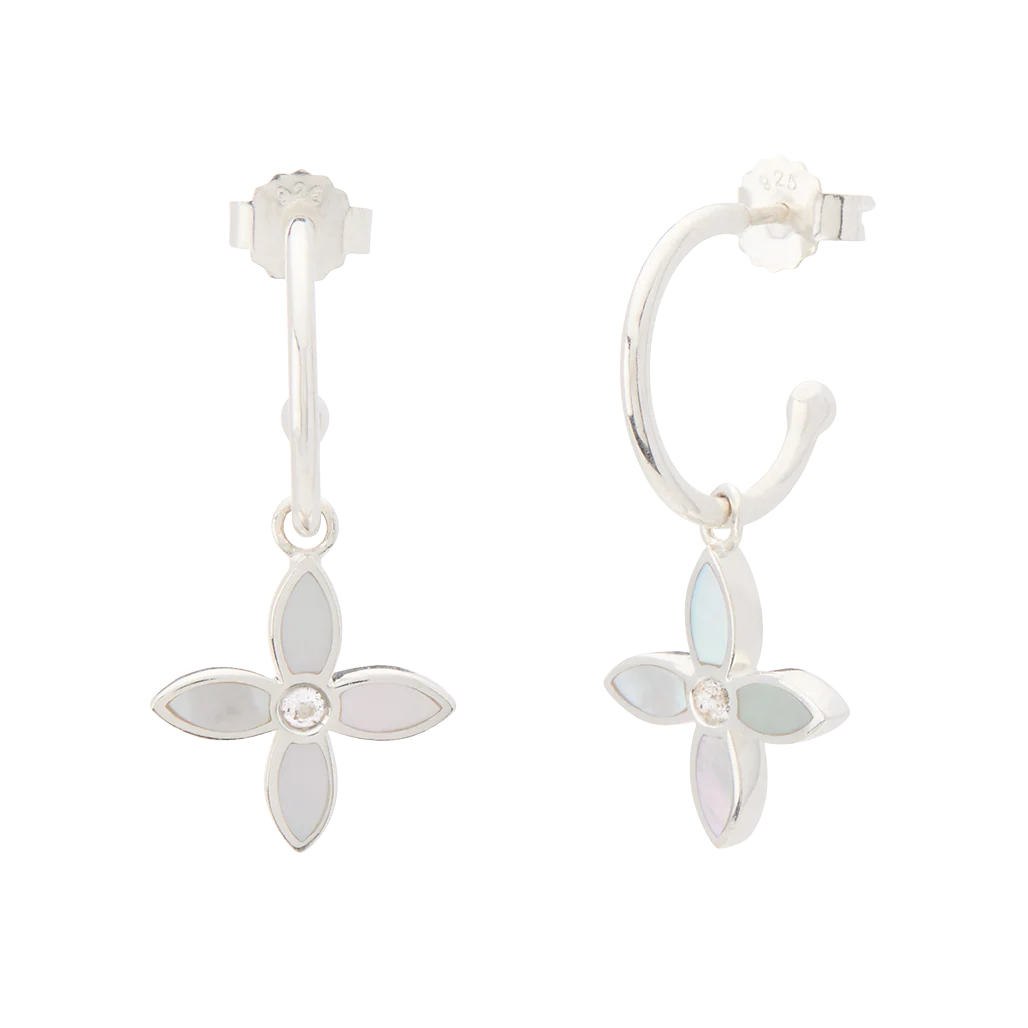 Murkani Desert Flower Small Hoop Earrings in Sterling Silver