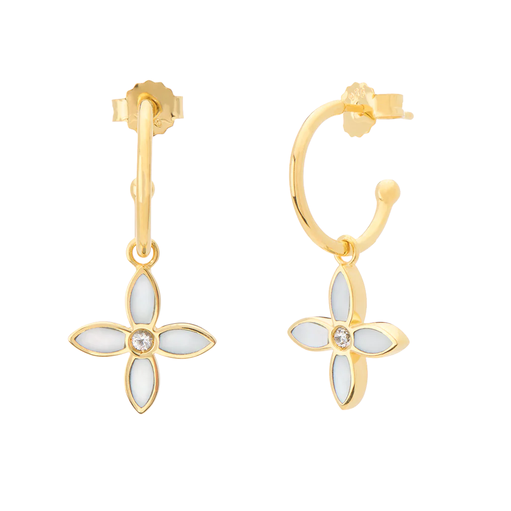 Murkani Desert Flower Small Hoop Earrings in 18KT Yellow Gold Plate