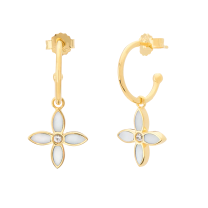 Murkani Desert Flower Small Hoop Earrings in 18KT Yellow Gold Plate