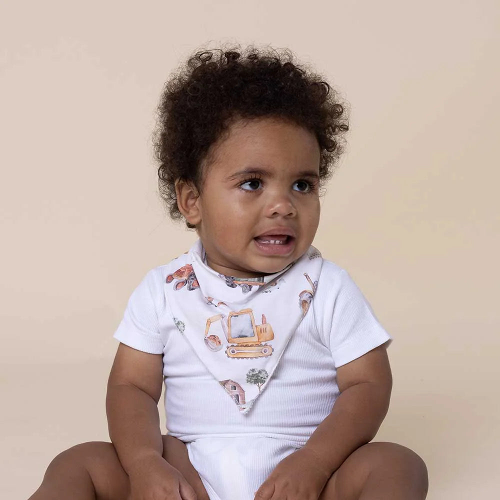 Snuggle Hunny Diggers &amp; Tractors Organic Dribble Bib