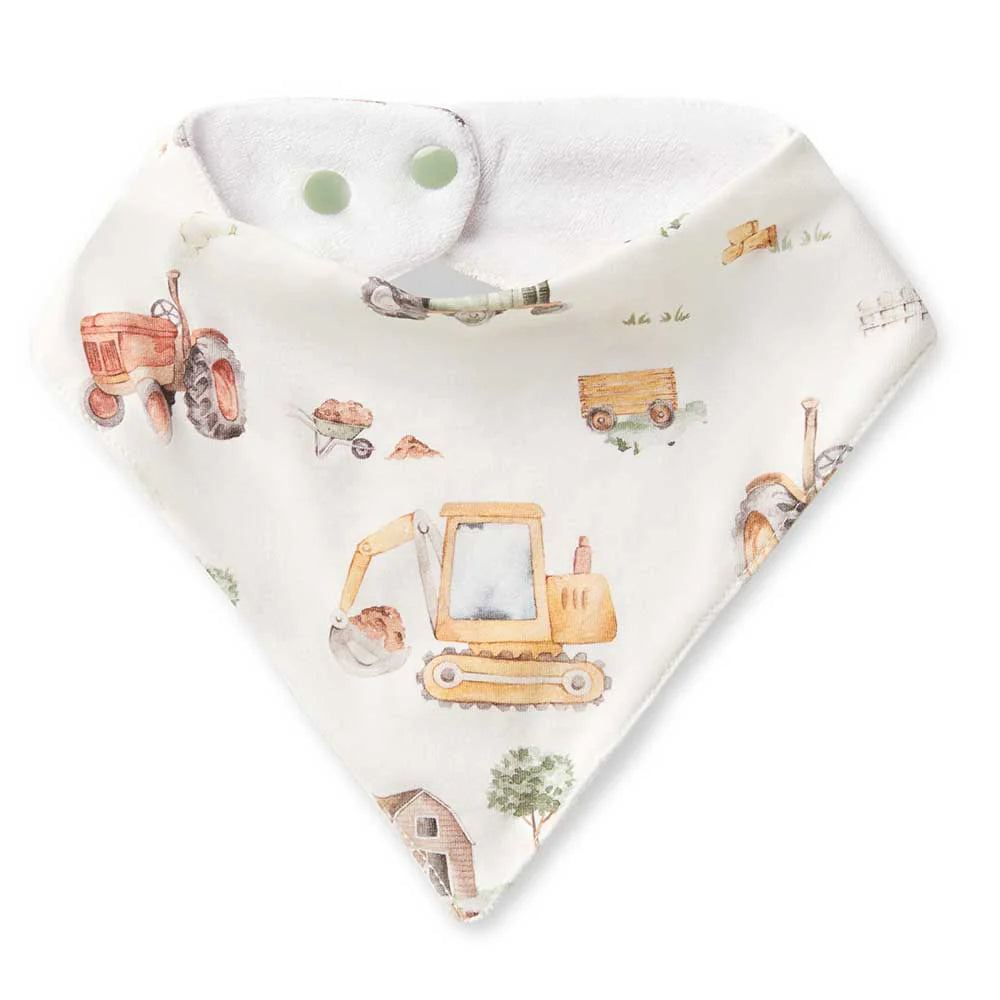 Snuggle Hunny Diggers &amp; Tractors Organic Dribble Bib