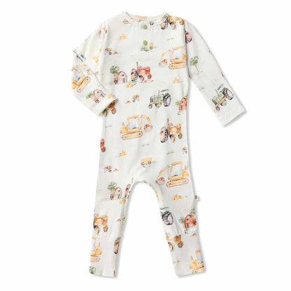 Snuggle Hunny Organic Grow Suit Diggers + Tractors