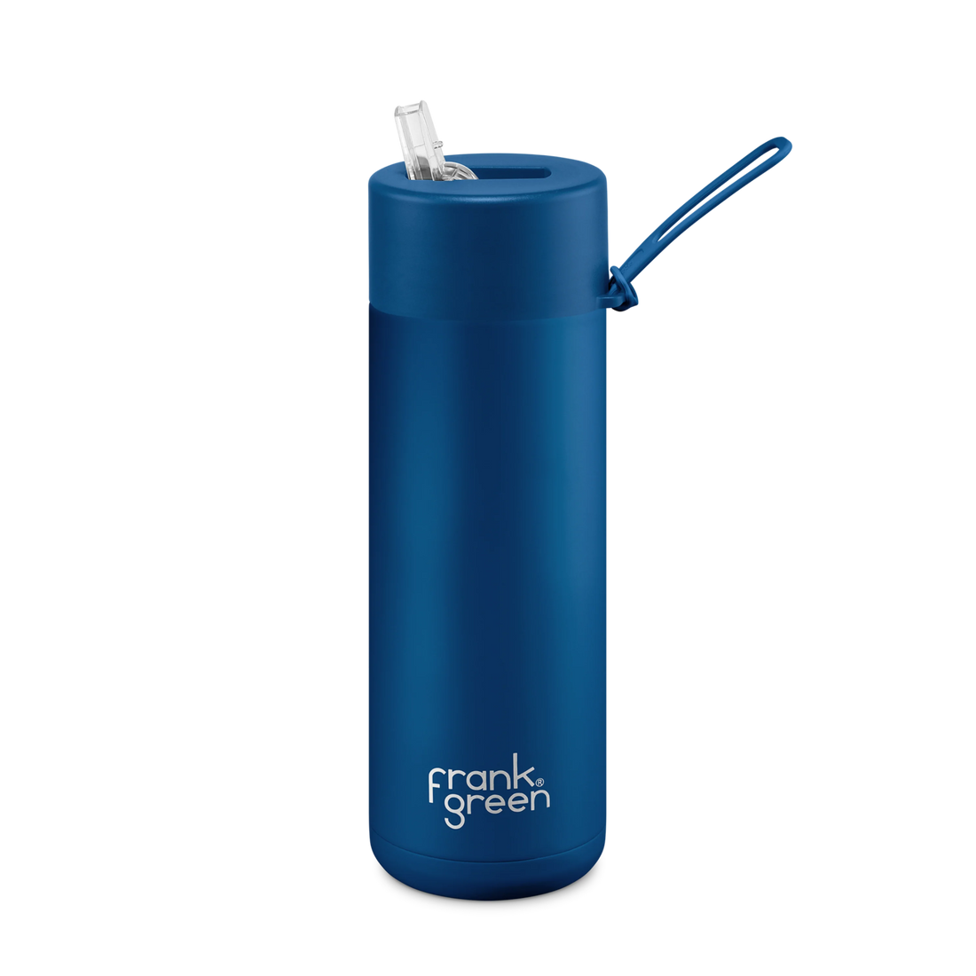 Frank Green Stainless Steel Ceramic Reusable Bottle Deep Ocean With Straw 20oz/595ml