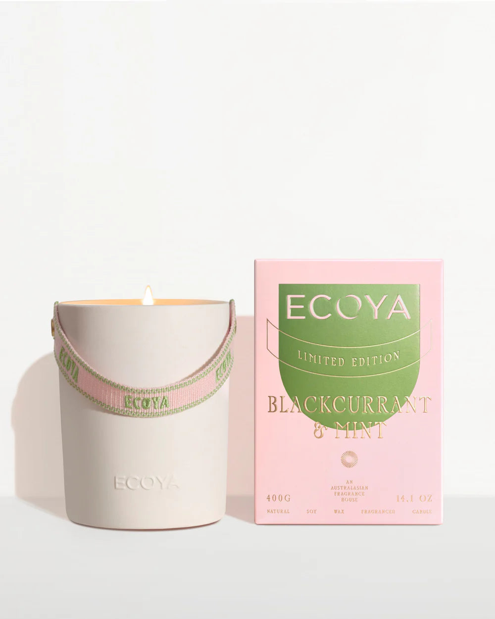 Ecoya High Summer: Blackcurrant &amp; Mint Ceramic Candle Limited Edition