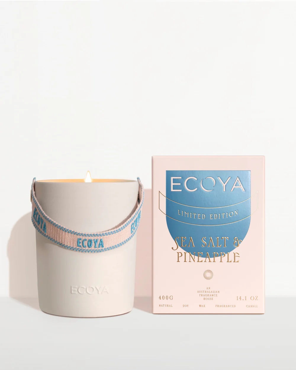 Ecoya High Summer: Seat Salt &amp; Pineapple Ceramic Candle Limited Edition