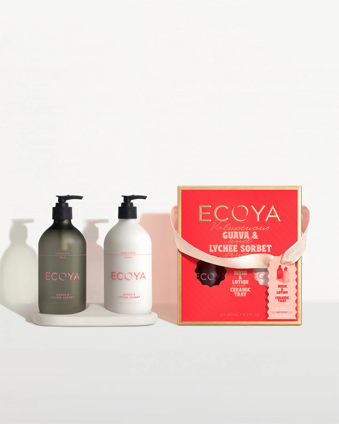 Ecoya Guava &amp; Lychee Sorbet Bathroom Gift Set Holiday Collection