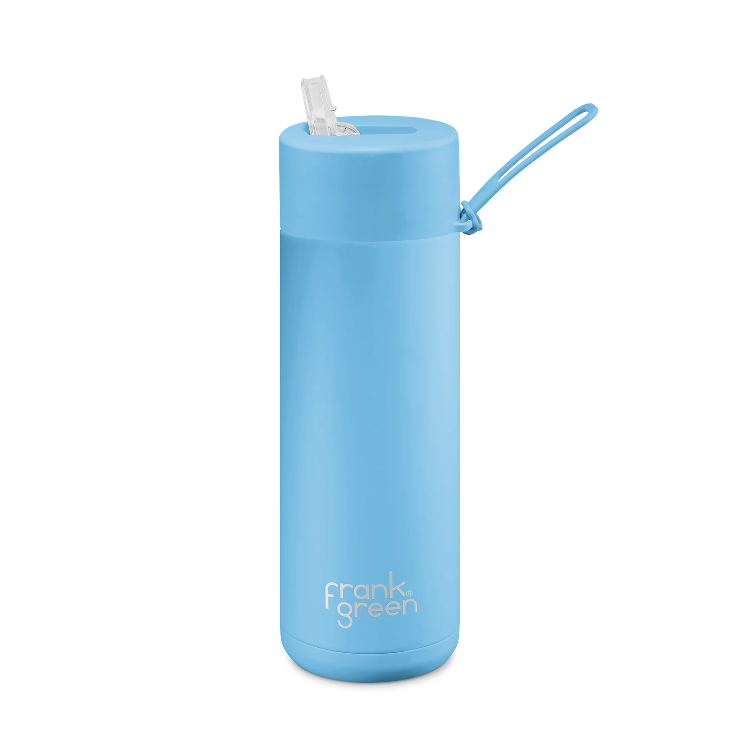 Frank Green Stainless Steel Ceramic Reusable Bottle Sky Blue With Straw 20oz/595ml