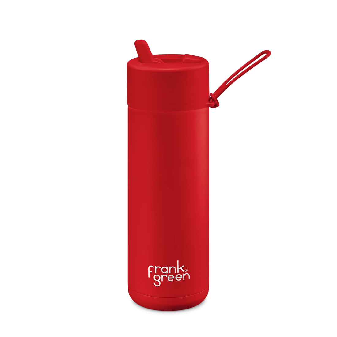 Frank Green Stainless Steel Ceramic Reusable Bottle Atomic Red With Straw 20oz/595ml