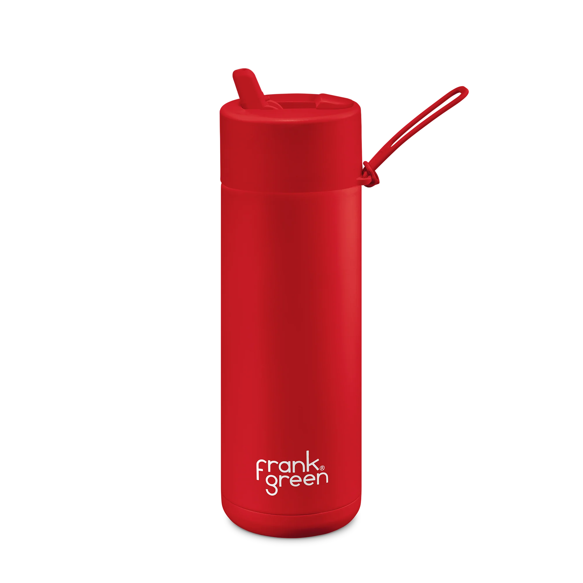 Frank Green Stainless Steel Ceramic Reusable Bottle Atomic Red With Straw 20oz/595ml